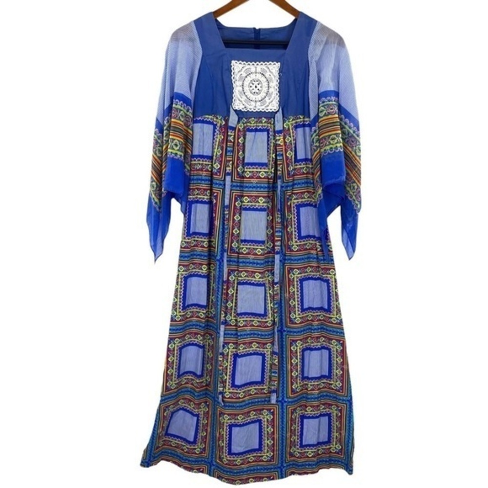 Vintage 1970s Peasant Prairie Cottagecore Maxi Dress